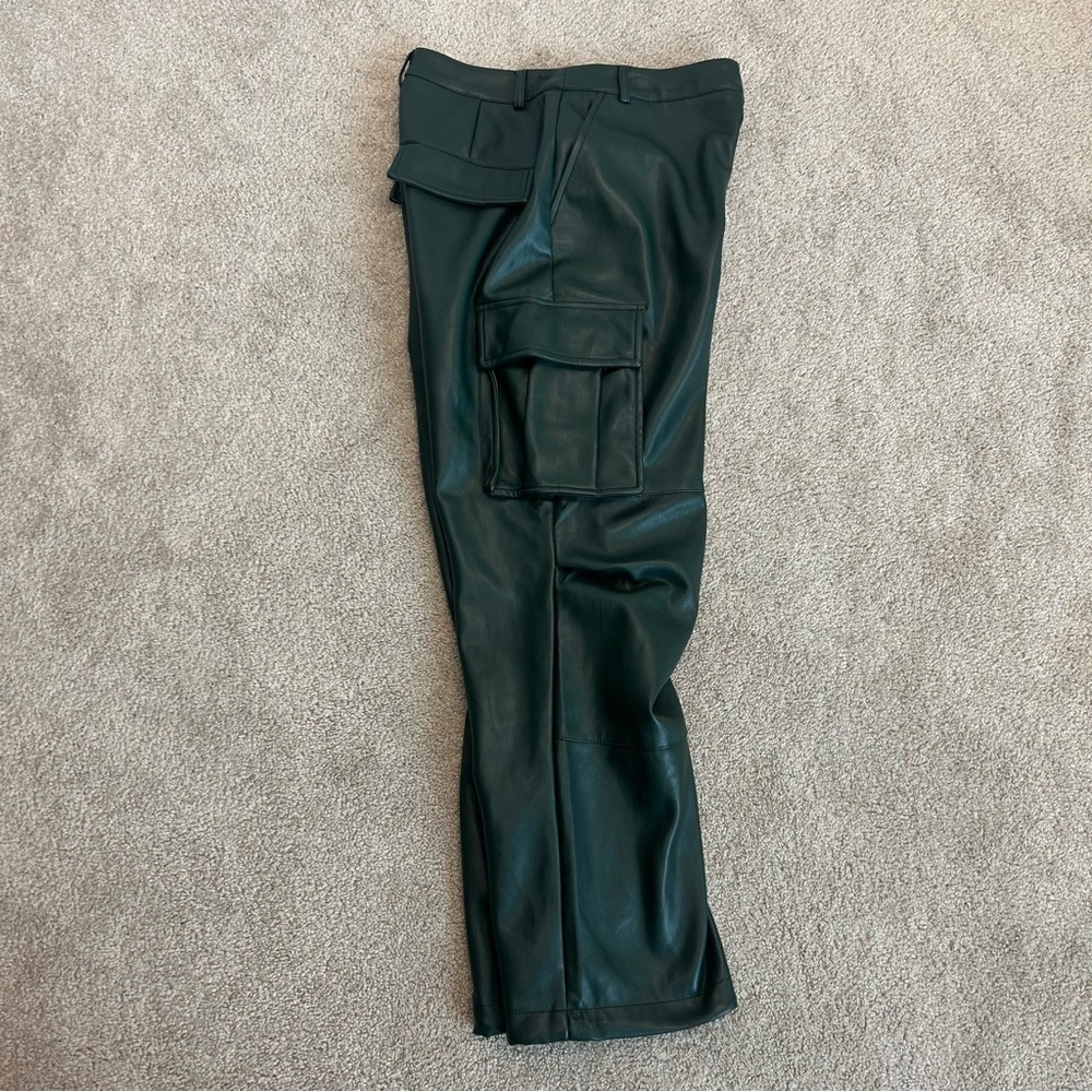 7 for all mankind dark green faux leather cargo pants drawstring ankle NWT - Picture 3 of 14